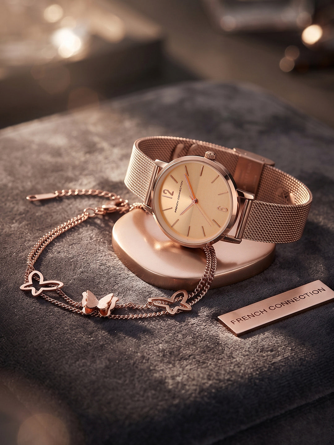 French Connection Women Analog Watch Gift Set with Stylish Dial and Premium Strap-FCGS09-A