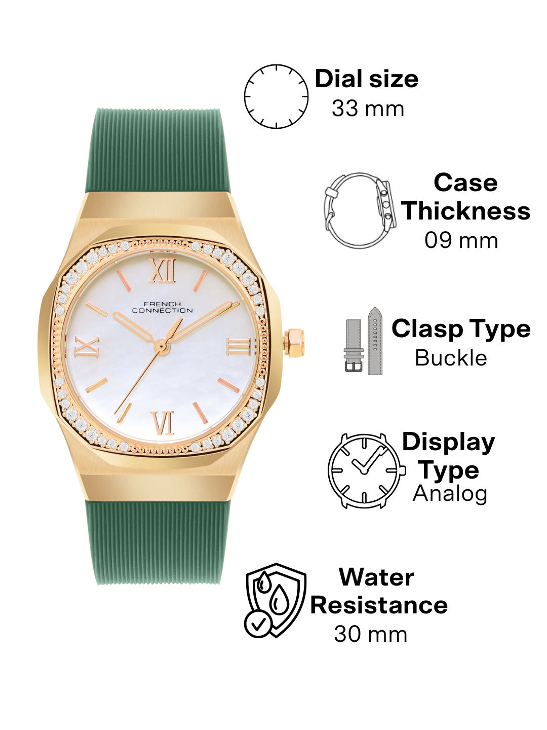 French Connection White Dial  Analog Watch for Women's - FCH002NL