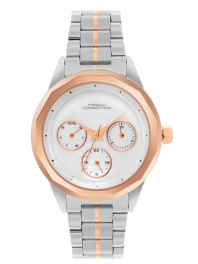 French Connection Multi - Function White Mop Dial Women's Watch -FCH06RTM
