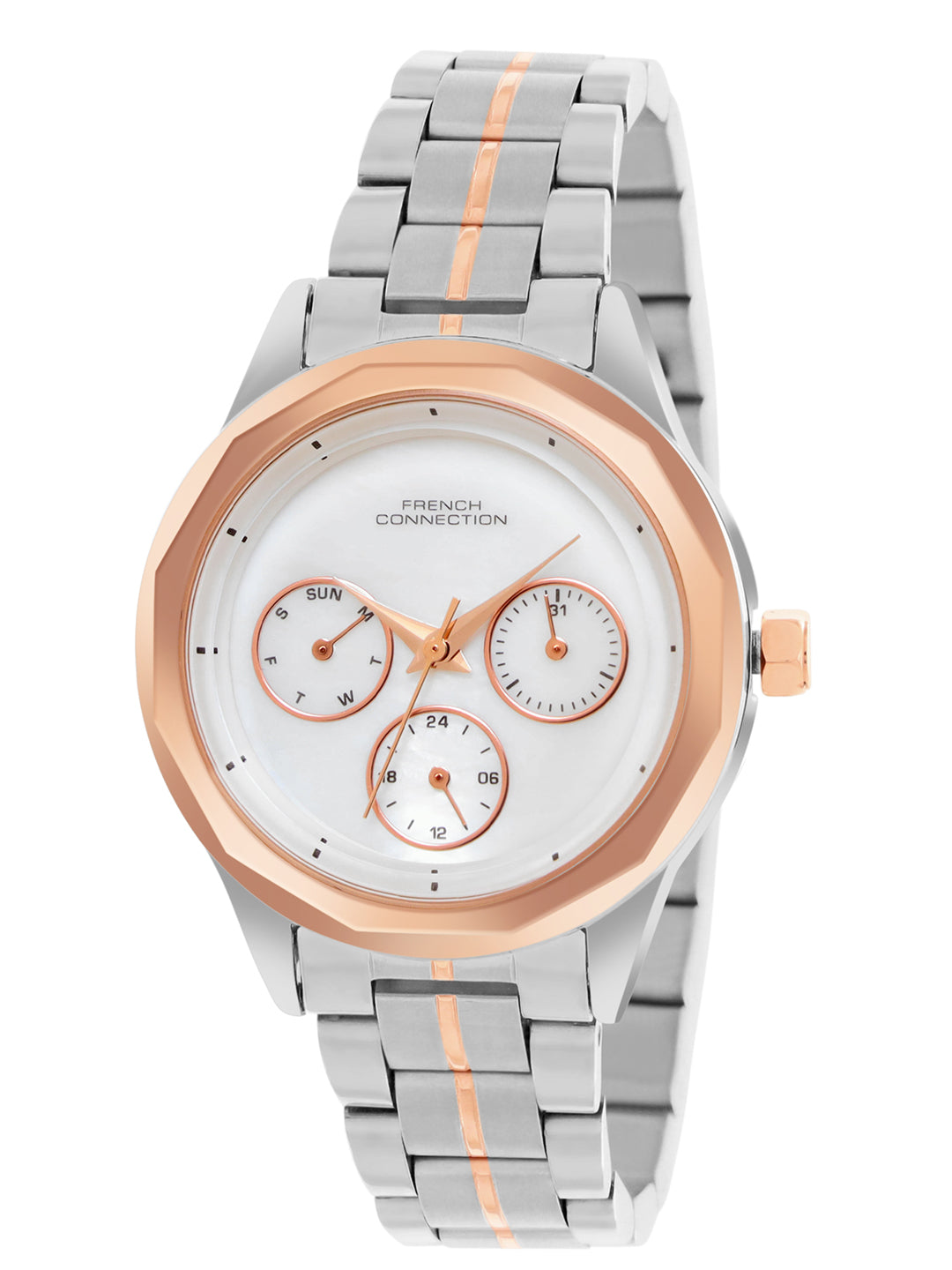 French Connection Multi - Function White Mop Dial Women's Watch -FCH06RTM