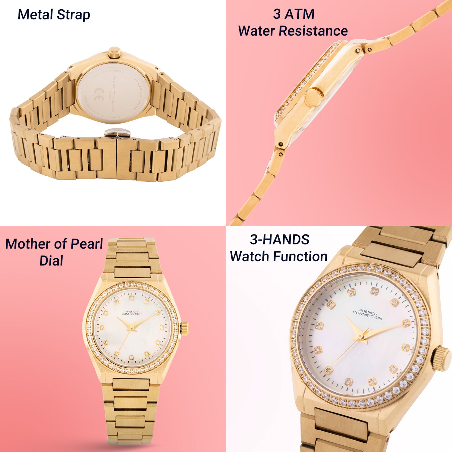 French Connection Analogue White Mop Dial Women's Watch -FCH10GM