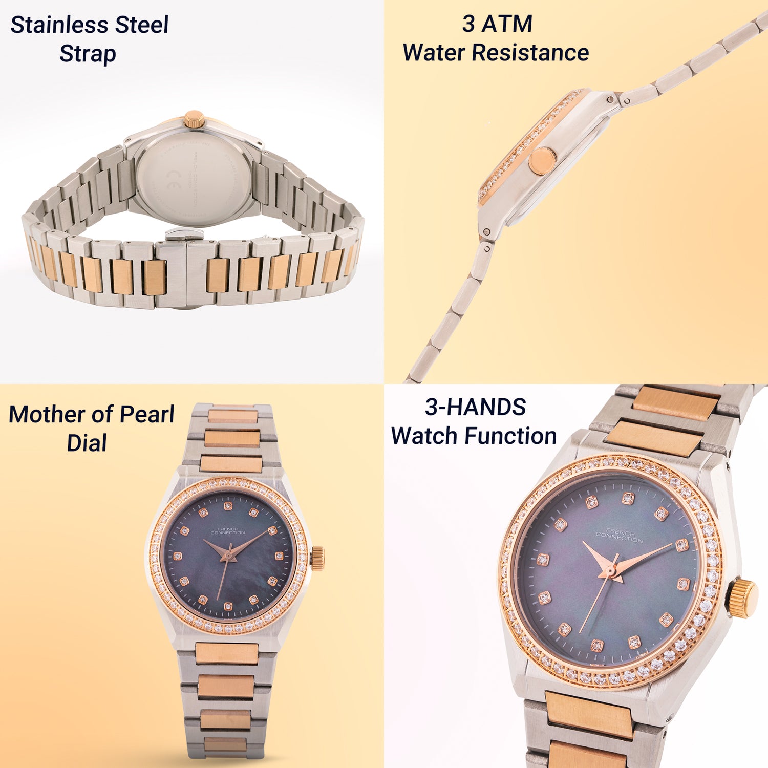 French Connection Analogue Grey Mop Dial Women's Watch -FCH10RGM