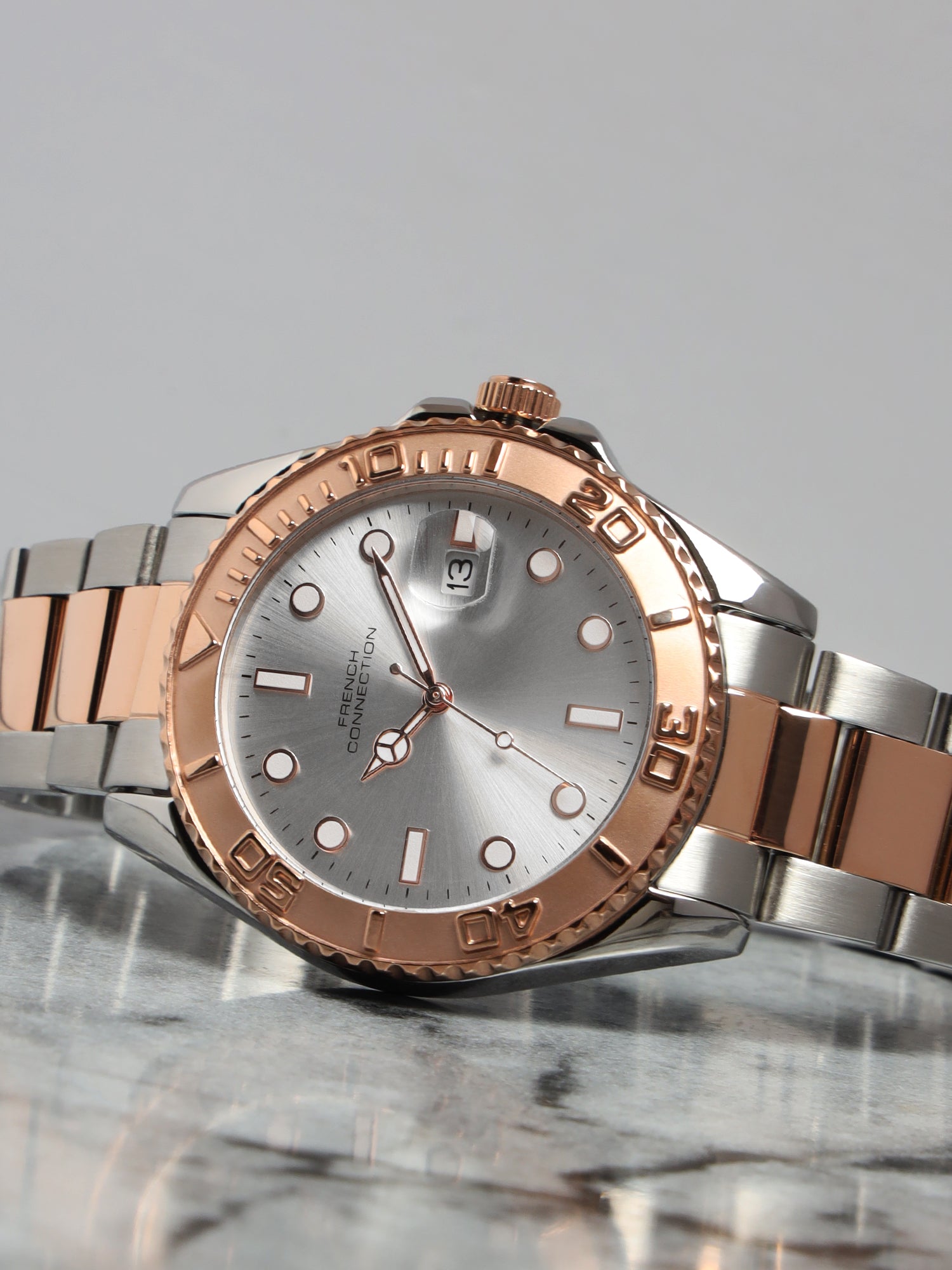 French Connection Silver Dial  Dated Watch for Men's - FCH17RTM