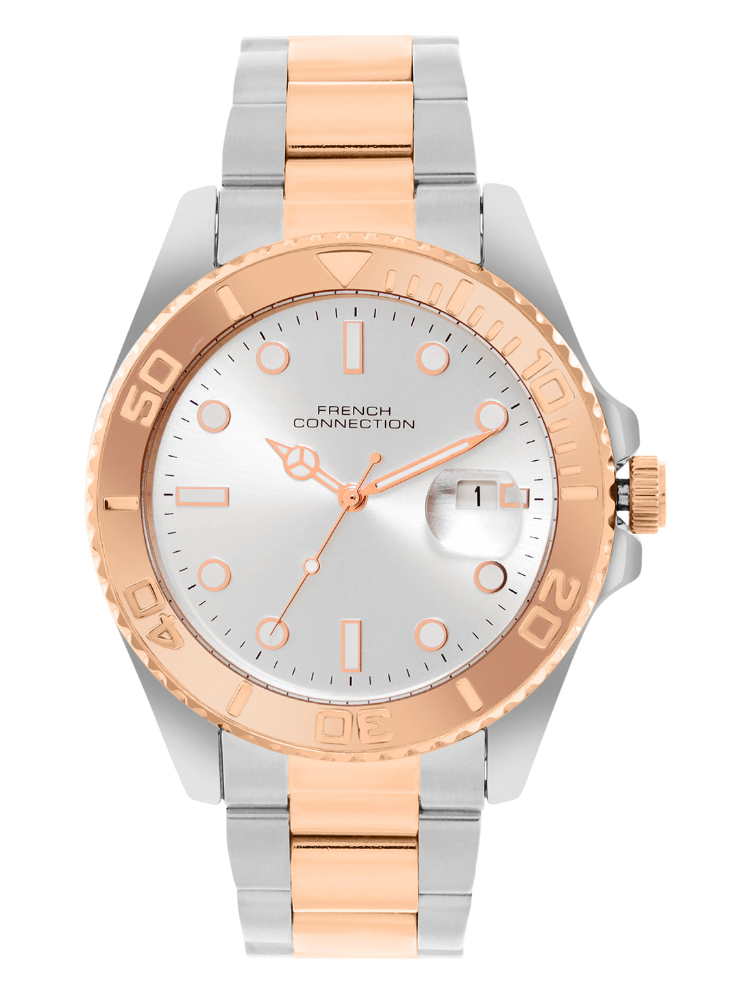 French Connection Silver Dial  Dated Watch for Men's - FCH17RTM