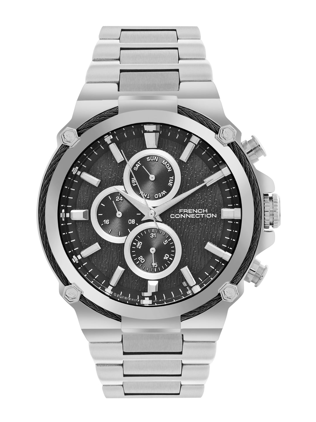 French Connection Black Dial  Multifunction Watch for Men's - FCH18BSM