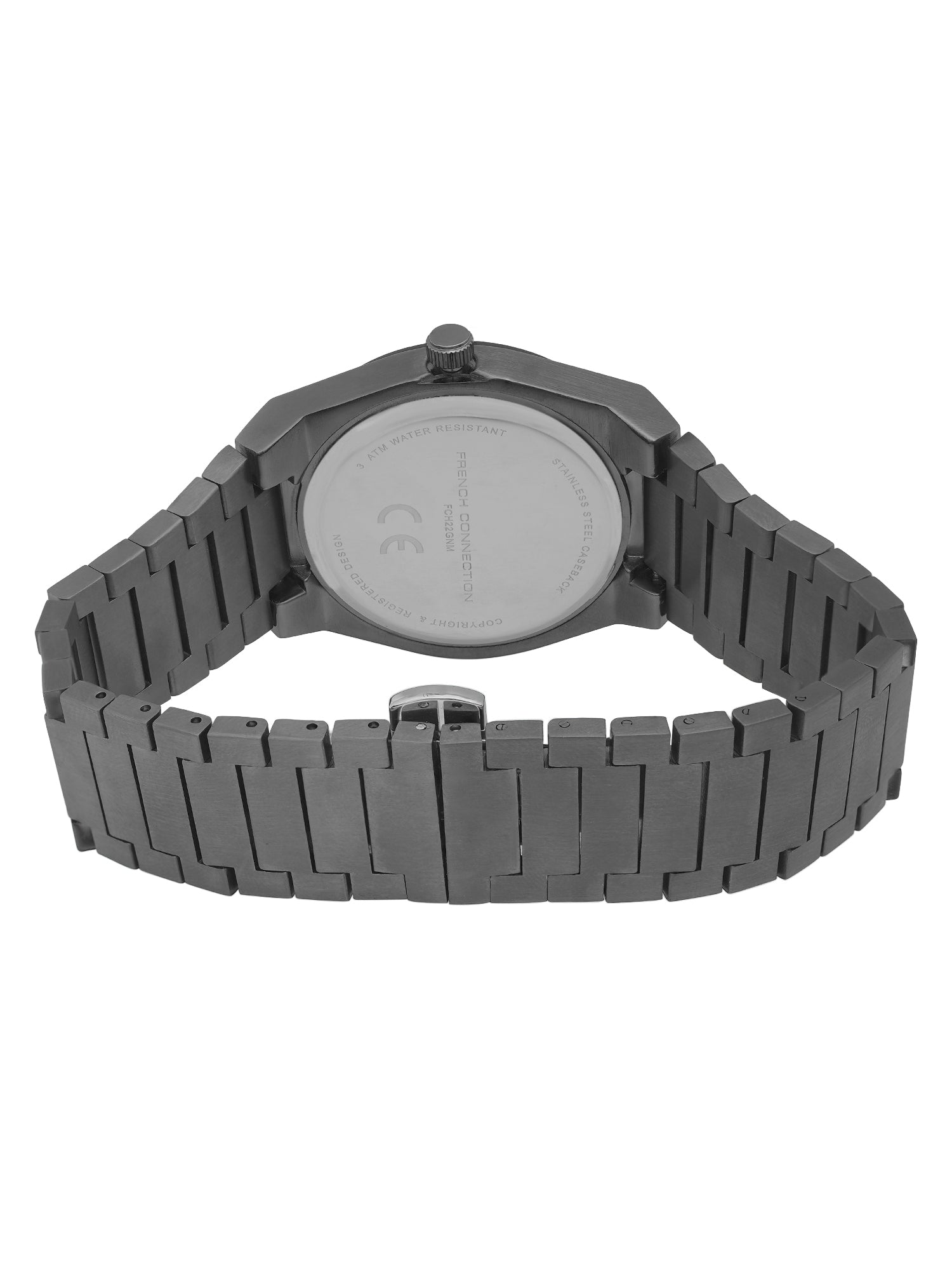 French Connection Textured Blue Round Dial With Stainless Steel Strap Watch - For Mens FCH22GNM