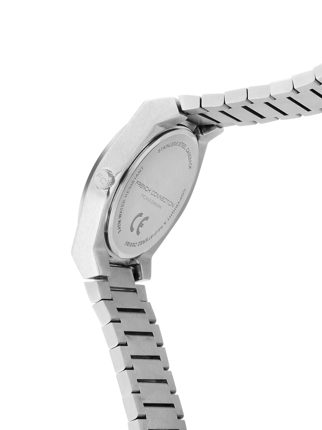 French Connection Textured Green Round Dial With Stainless Steel Strap Watch - For Mens FCH22NSM