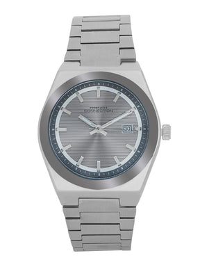 French Connection Textured Grey Round Dial With Stainless Steel Strap Watch - For Mens FCH22SM