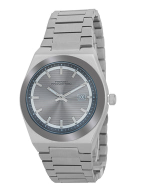 French Connection Textured Grey Round Dial With Stainless Steel Strap Watch - For Mens FCH22SM