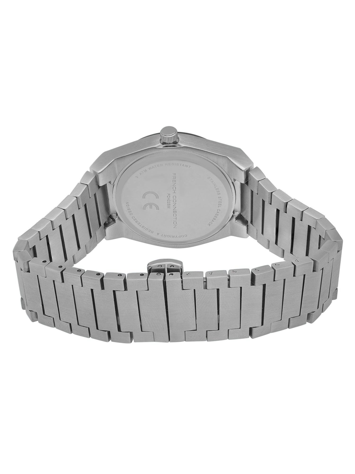 French Connection Textured Grey Round Dial With Stainless Steel Strap Watch - For Mens FCH22SM