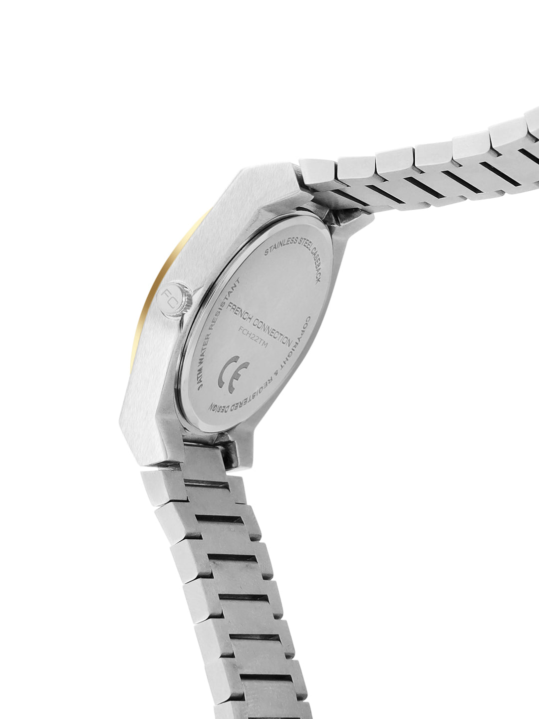 French Connection Textured Grey Round Dial With Stainless Steel Strap Watch - For Mens FCH22TM