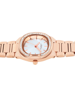 French Connection Sunray Silver Round Dial With Rose Stainless Steel  Strap Watch - For Womens FCH23RGM