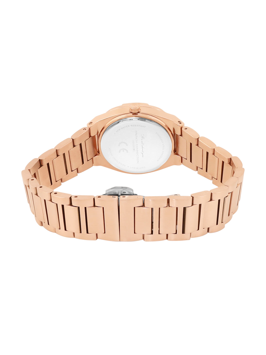 French Connection Sunray Silver Round Dial With Rose Stainless Steel  Strap Watch - For Womens FCH23RGM