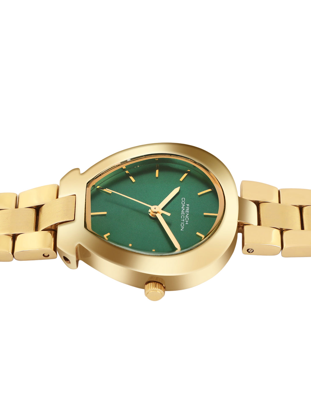 French Connection Sunray Green Round Dial With  Gold Stainless Steel  Strap Watch - For Womens FCH24NGM