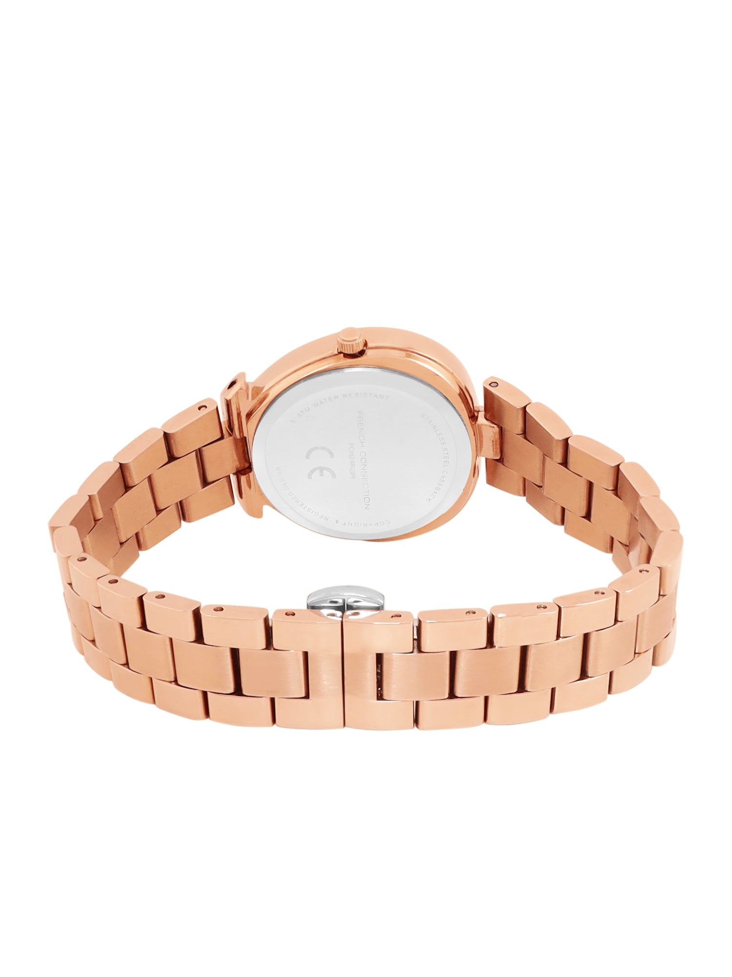French Connection Sunray Rosegold Round Dial With Rose Stainless Steel  Strap Watch - For Womens FCH24RGM
