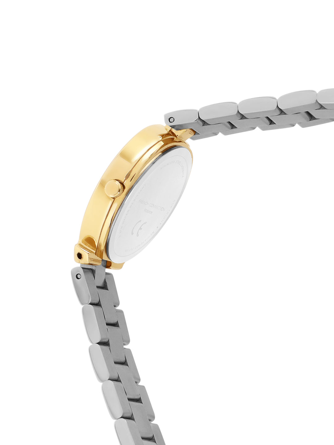 French Connection Sunray Silver Round Dial With Gold Two Tone Stainless Steel Strap Watch - For Womens FCH24TM