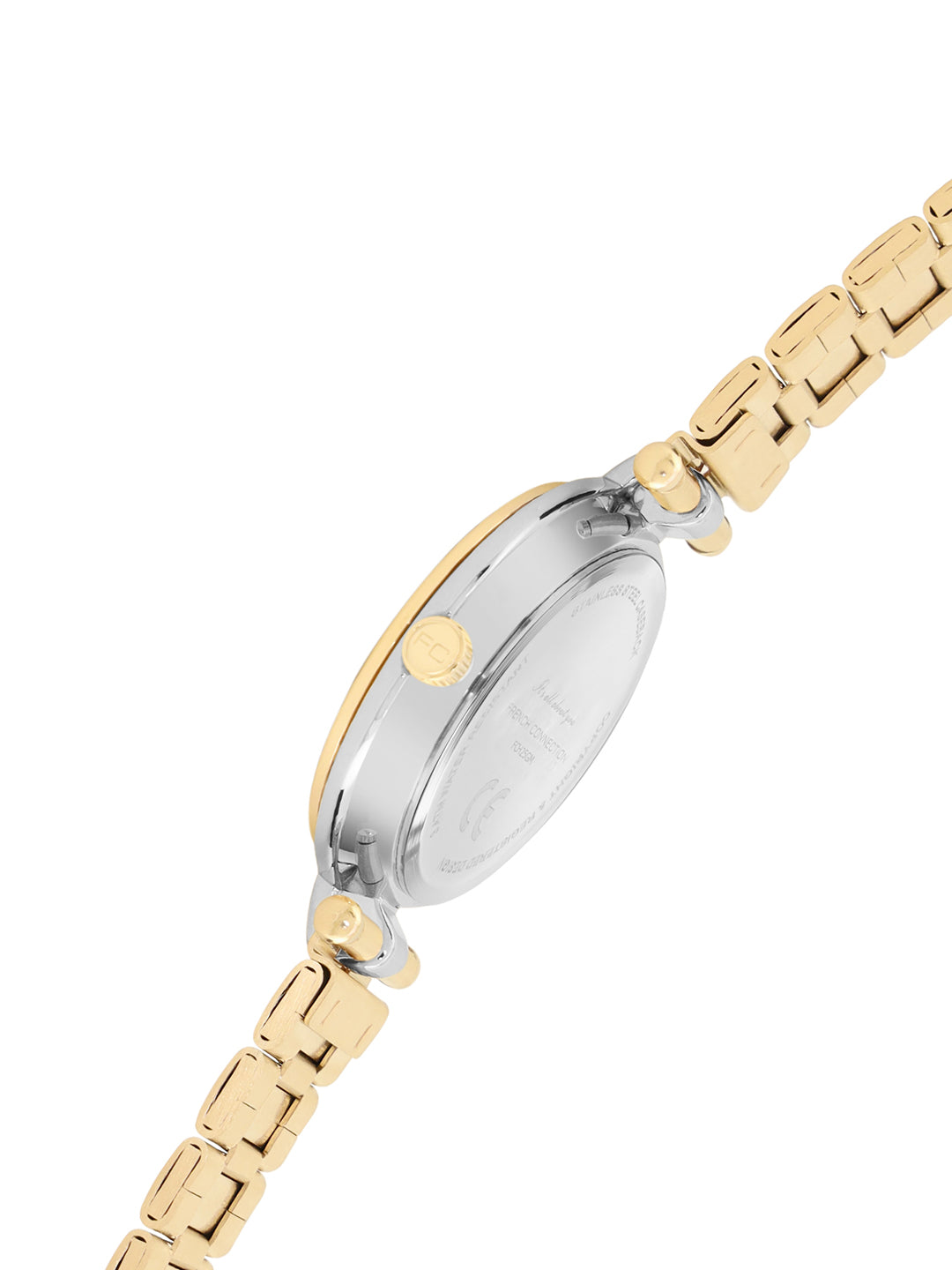 French Connection Textured Silver Round Dial With  Gold Stainless Steel  Strap Watch - For Womens FCH25GM