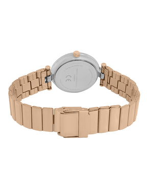 French Connection Textured Silver Round Dial With Rose Stainless Steel  Strap Watch - For Womens FCH25RGM