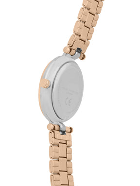 French Connection Textured Silver Round Dial With Rose Stainless Steel  Strap Watch - For Womens FCH25RGM