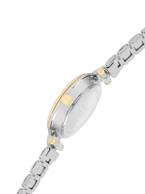 French Connection Textured Silver Round Dial With Gold Two Tone Stainless Steel  Strap Watch - For Womens FCH25TM