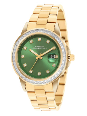 French Connection Sunray Green Round Dial With Green Stainless Steel  Strap Watch - For Womens FCH26NGM