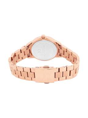 French Connection Sunray Black Round Dial With Rose Stainless Steel  Strap Watch - For Womens FCH26RGM