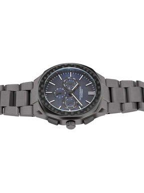 French Connection Textured Blue Round Dial With Stainless Steel Multifunction Watch - For Mens FCH27GNM