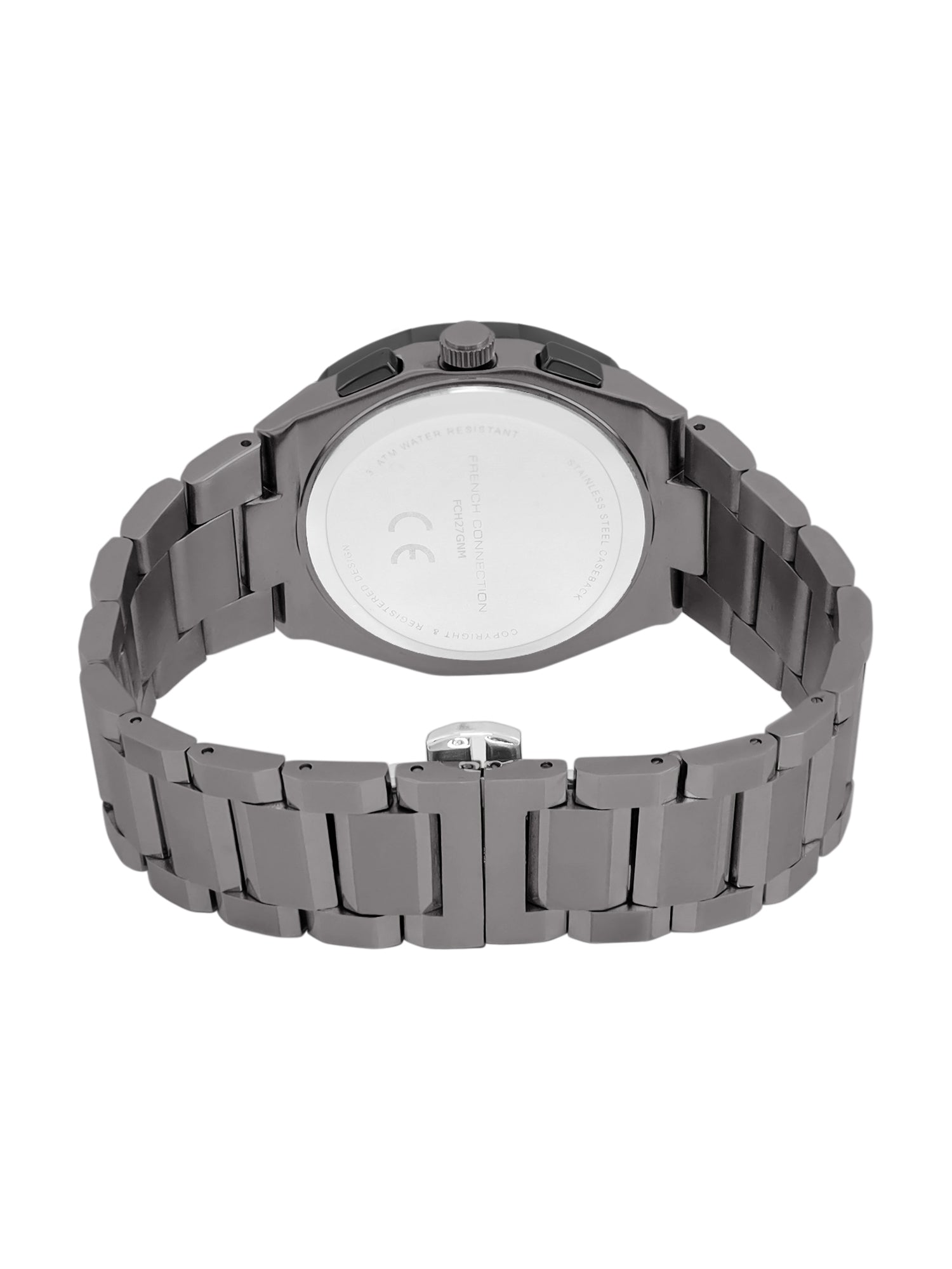 French Connection Textured Blue Round Dial With Stainless Steel Multifunction Watch - For Mens FCH27GNM