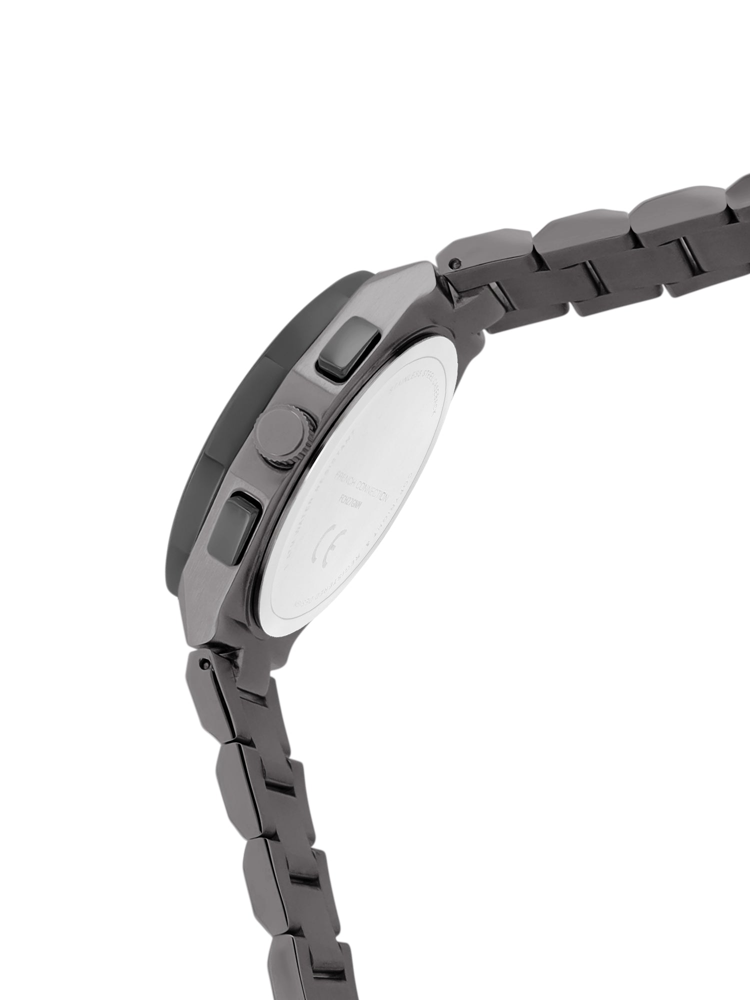 French Connection Textured Blue Round Dial With Stainless Steel Multifunction Watch - For Mens FCH27GNM