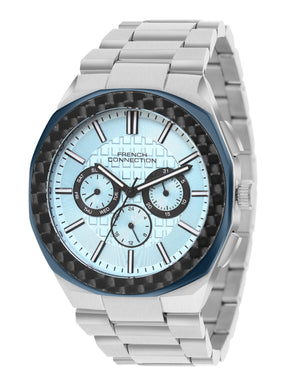 French Connection Textured Blue Round Dial With Stainless SteelbStrap Multifunction Watch - For Mens FCH27USM