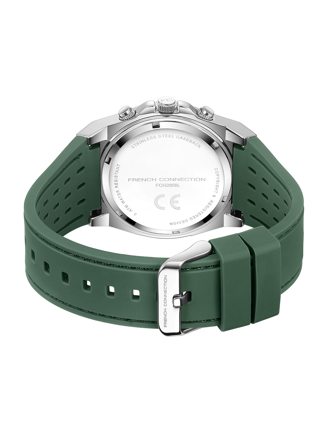 French Connection Stratonix | Quartz Chronograph | Green Sunray Dial | Silicone Strap | Watch for Men - FCH28RBL