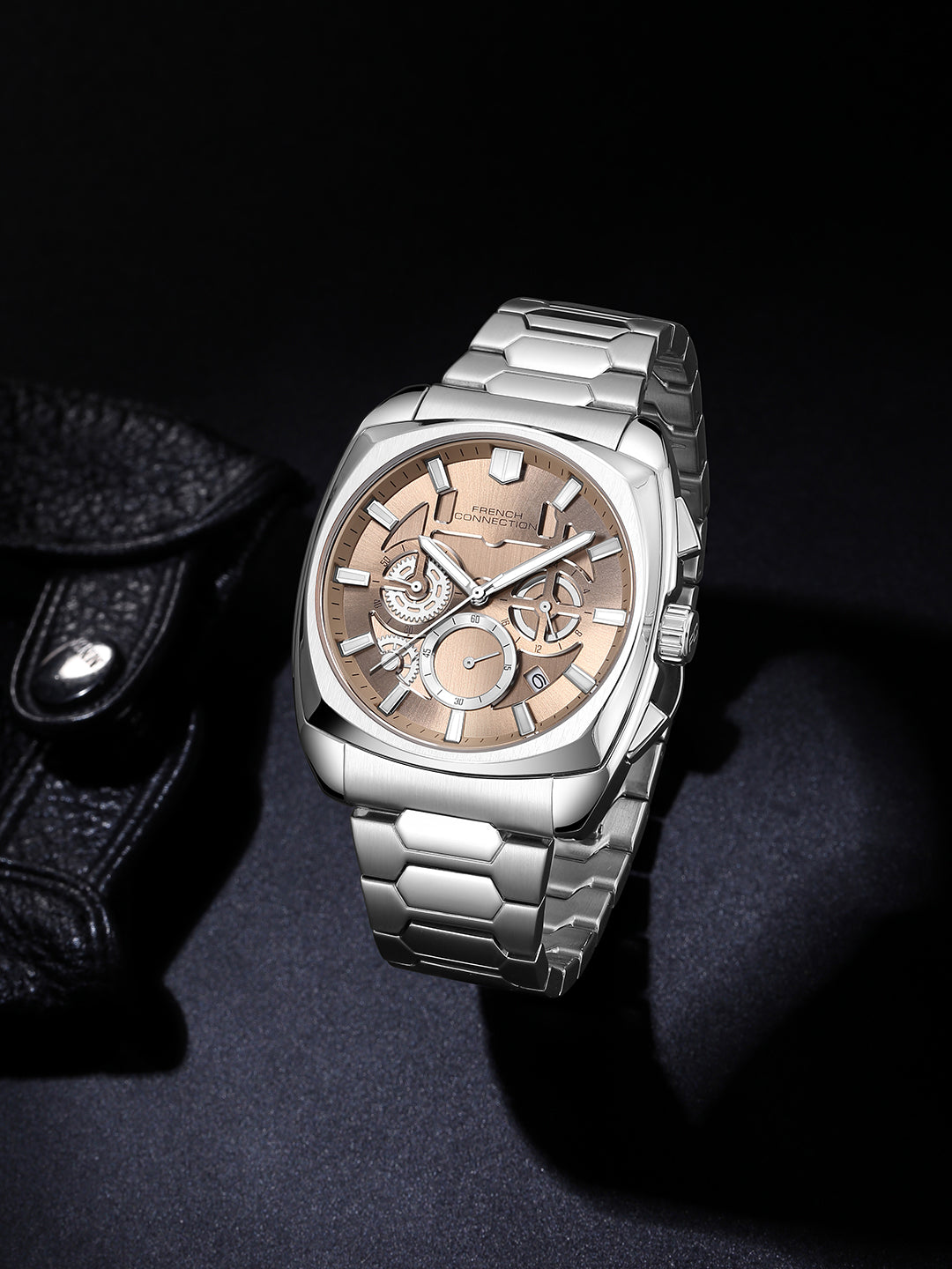 French Connection Vantorq | Quartz Chronograph | Brown Dial | Stainless Steel Strap | Watch for Men - FCH31KSM
