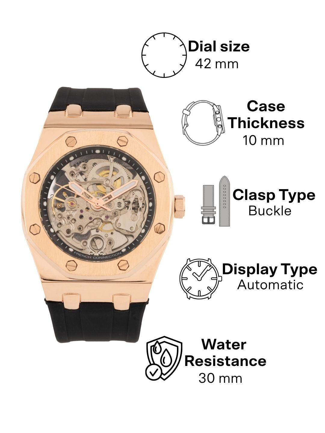 French Connection Automatic Silver Dial Men's Watch-FCK2B-RG