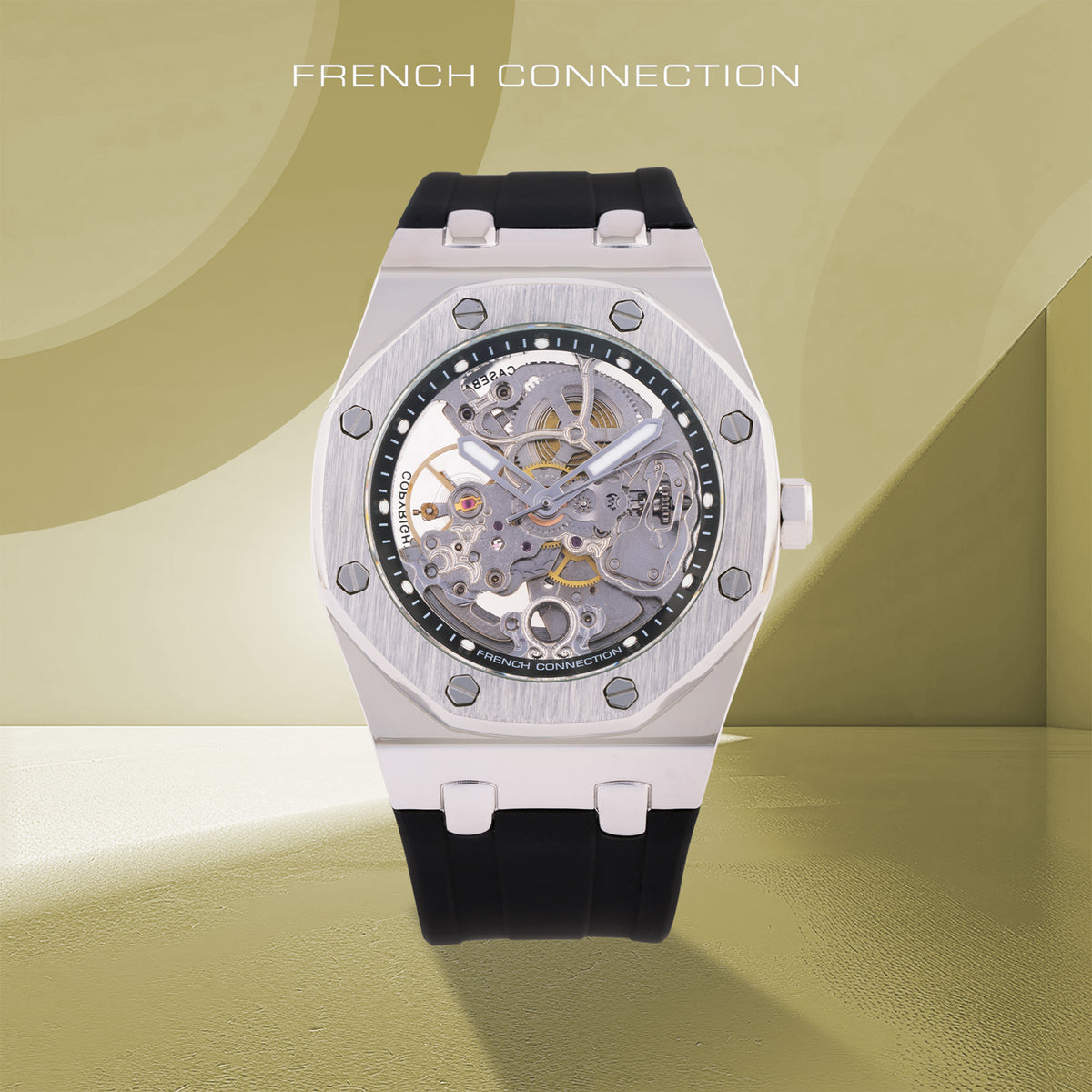 French Connection Men Skeleton Dial & Straps Analogue Automatic Watch – FCK2B-S