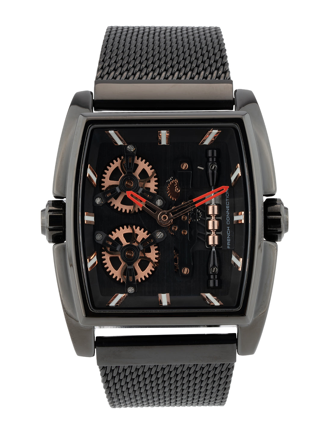 French connection Barrel Black Tonneau Dial Womens Analogue Watch FCM02BM