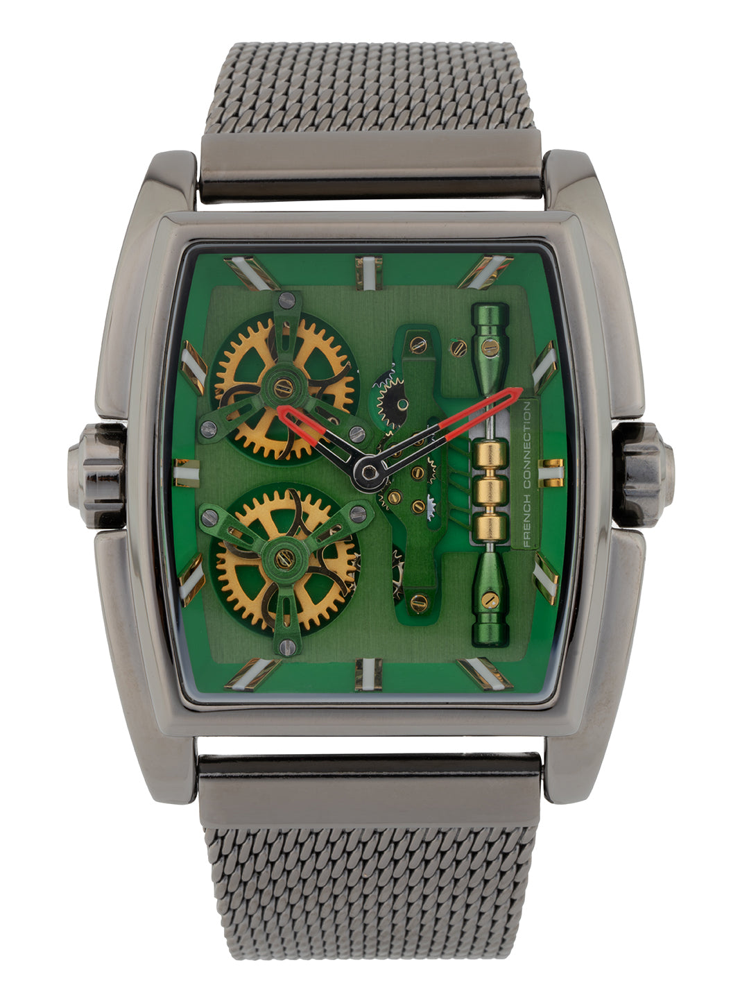 French connection Barrel Green Tonneau Dial Mens Analogue Watch FCM02GNM