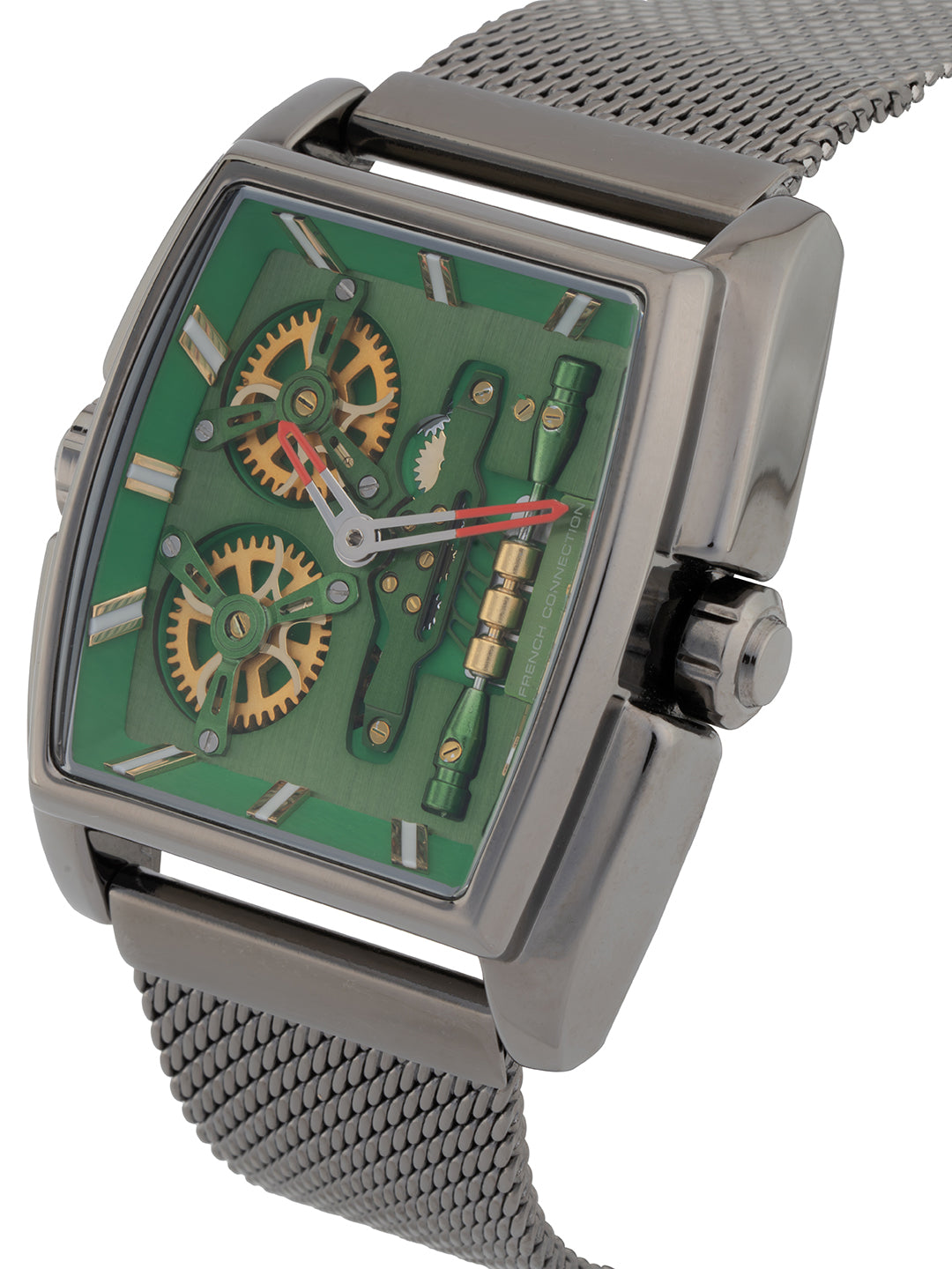 French connection Barrel Green Tonneau Dial Mens Analogue Watch FCM02GNM