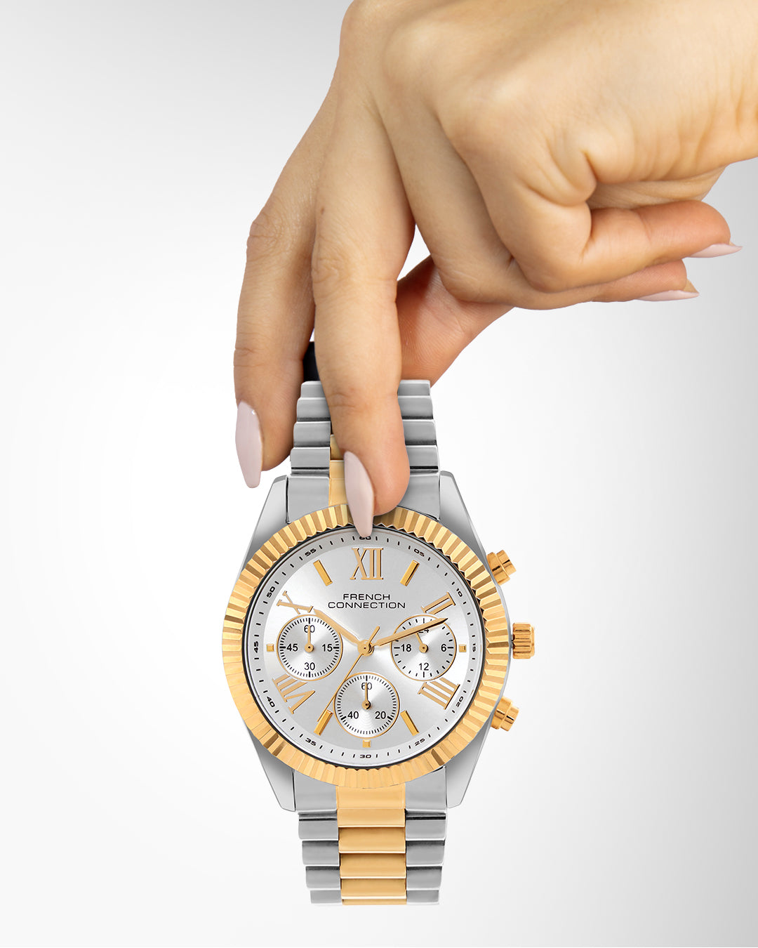 French Connection Silver Dial  Chronograph Watch for Women's - FCM06STM