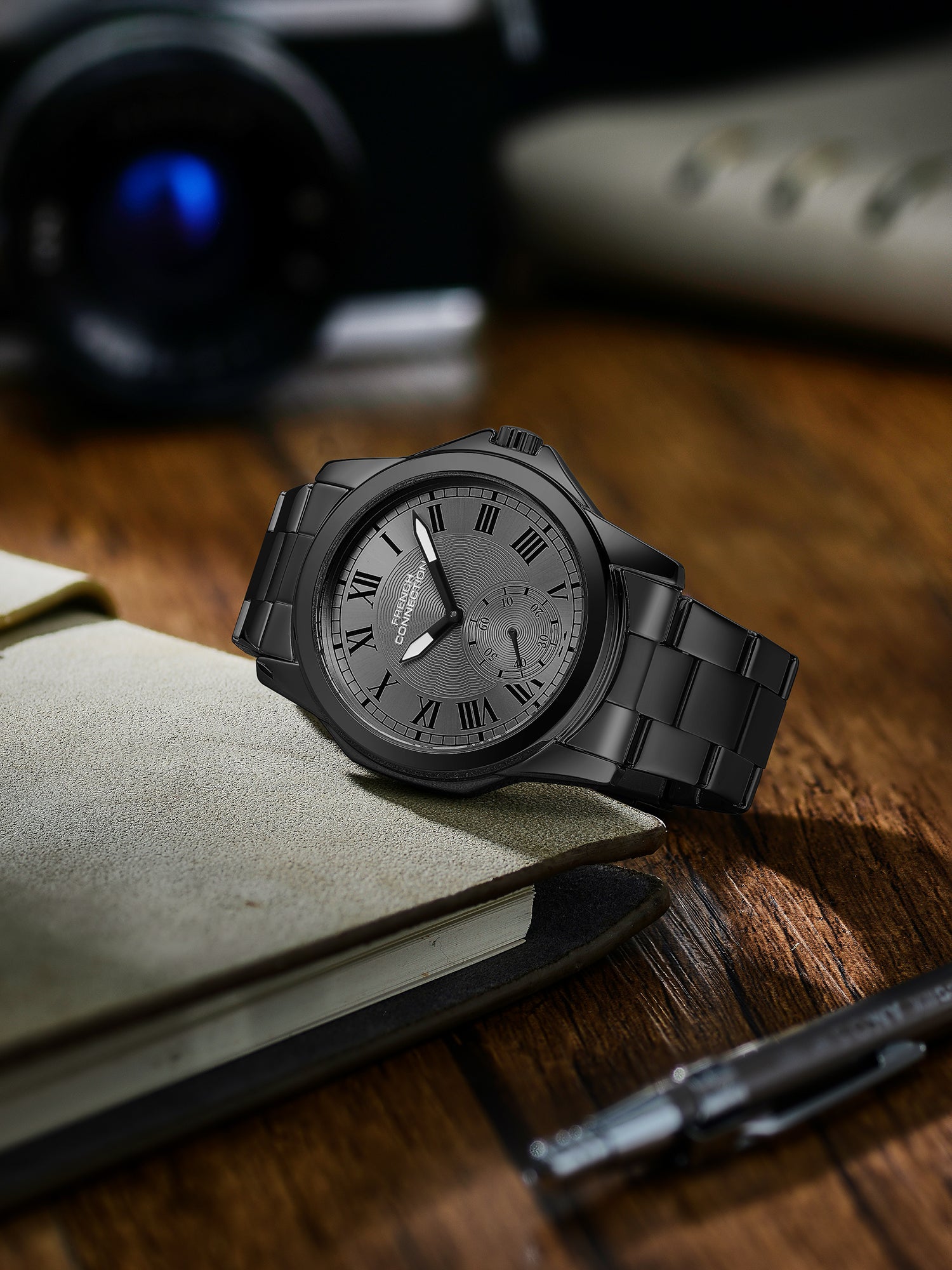 French Connection Romanite | Quartz Analog Display | Gunmetal  Dial | Stainless Steel  Strap | Watch for Men - FCMX07GNM