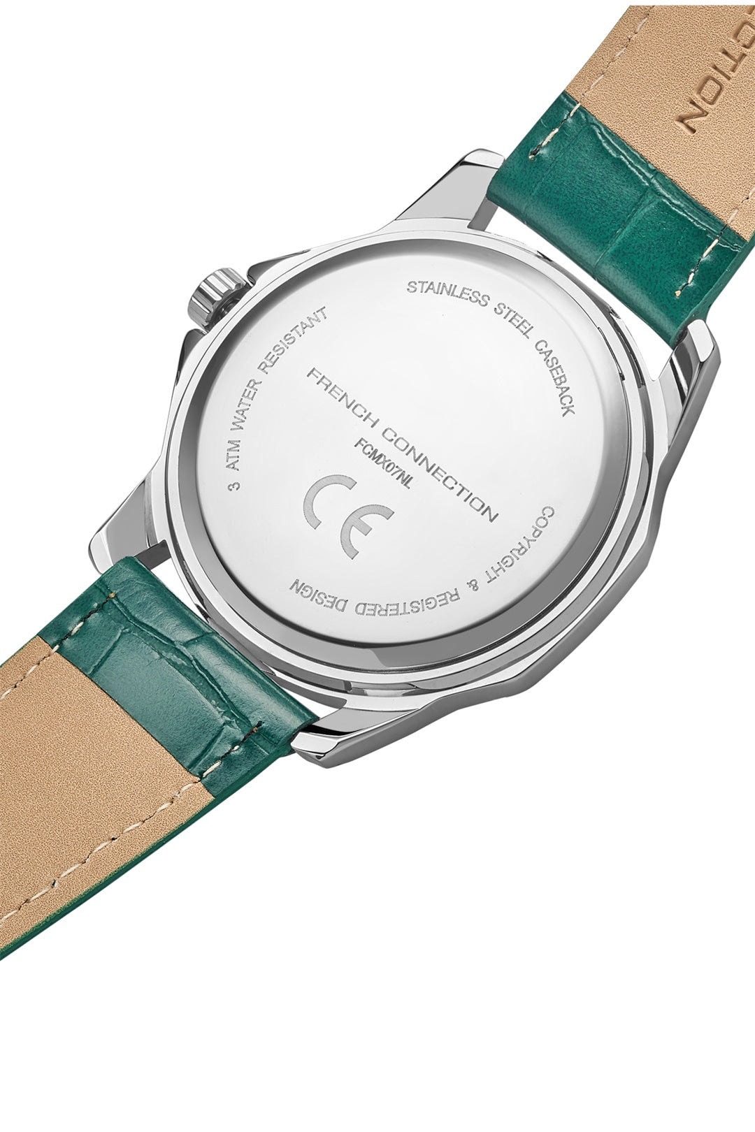French Connection Romanite | Quartz Analog Display | Green  Dial | Green Leather Strap | Watch for Men - FCMX07NL