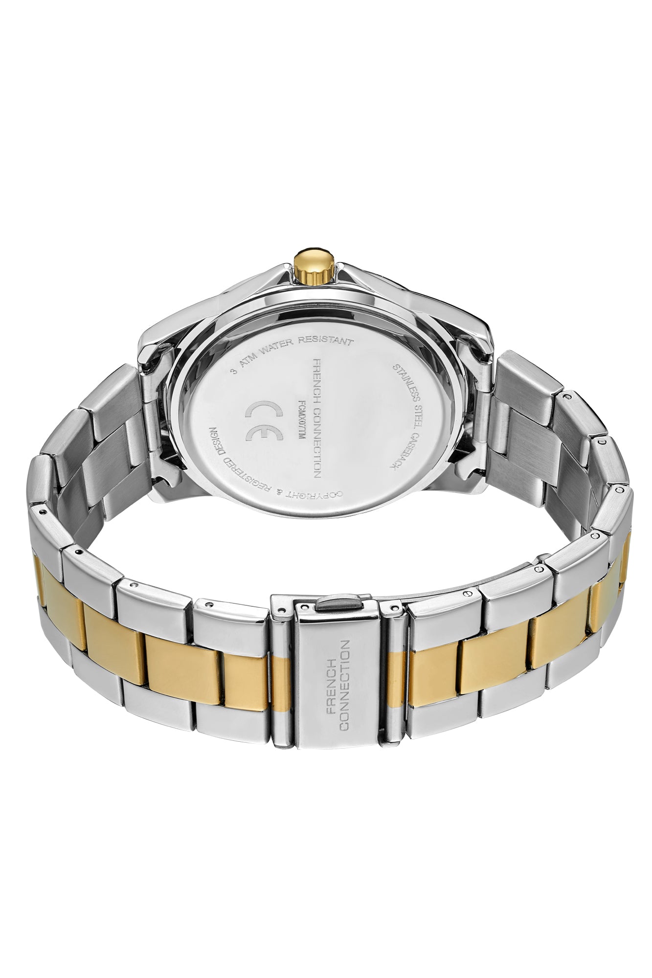 French Connection Romanite | Quartz Analog Display | White  Dial | Two- Tone Stainless Steel  Strap | Watch for Men - FCMX07TM