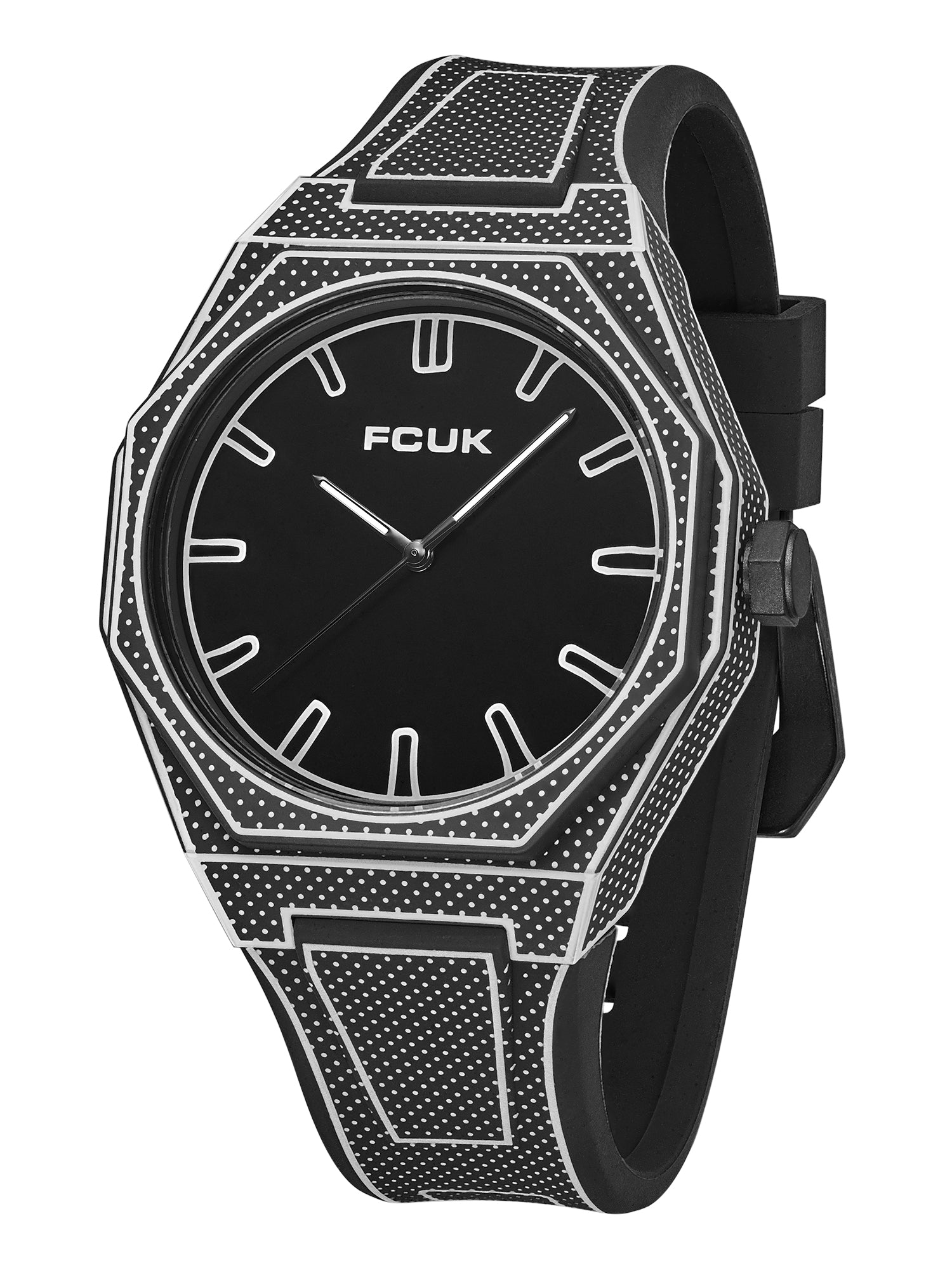 FCUK Escarp Quartz| Analog Display | Black Dial | Black Silicone Strap | Watch for men - FCMX09B