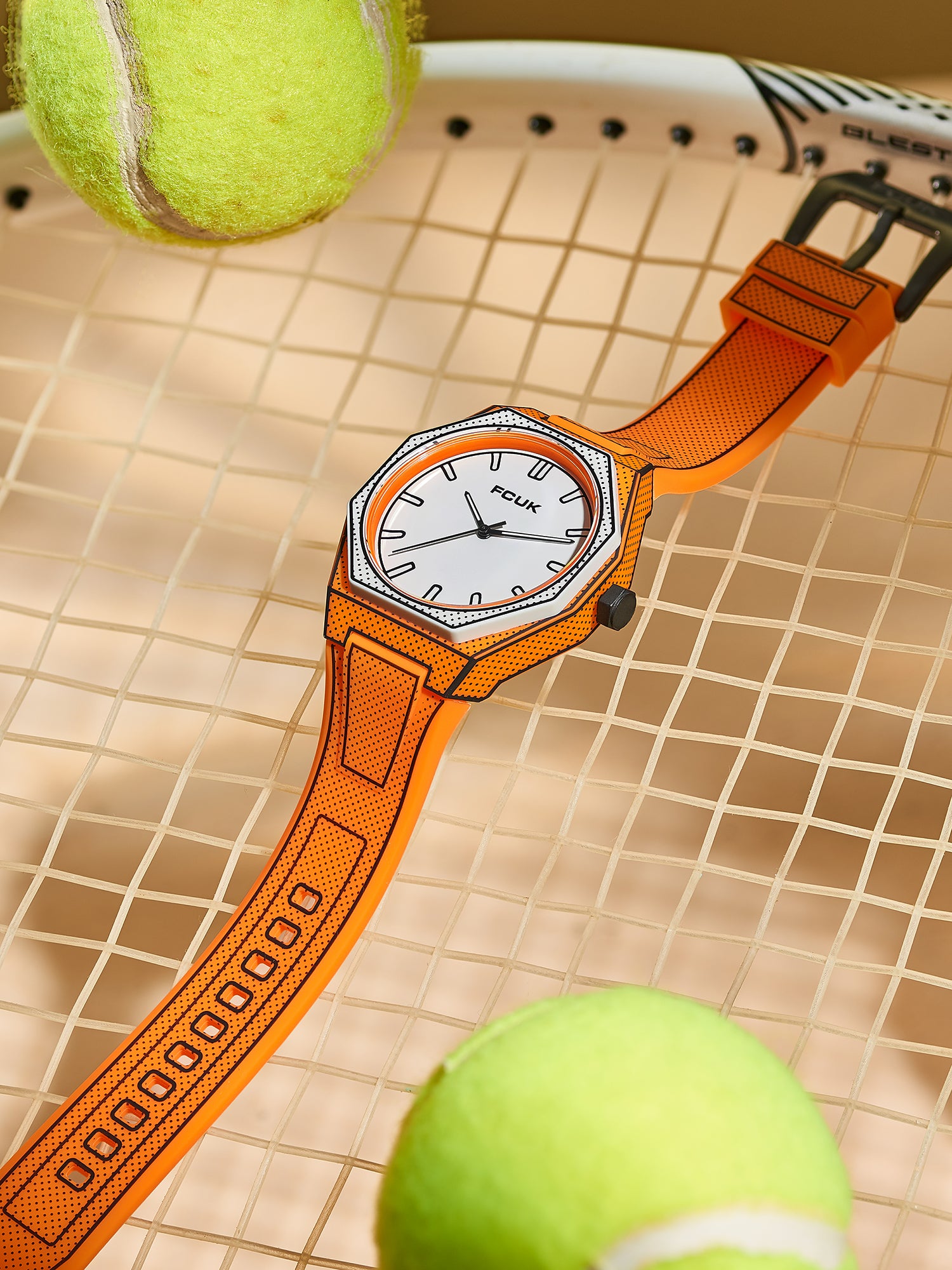 FCUK Escarp Quartz| Analog Display | White Dial | Orange Silicone Strap | Watch for men - FCMX09O