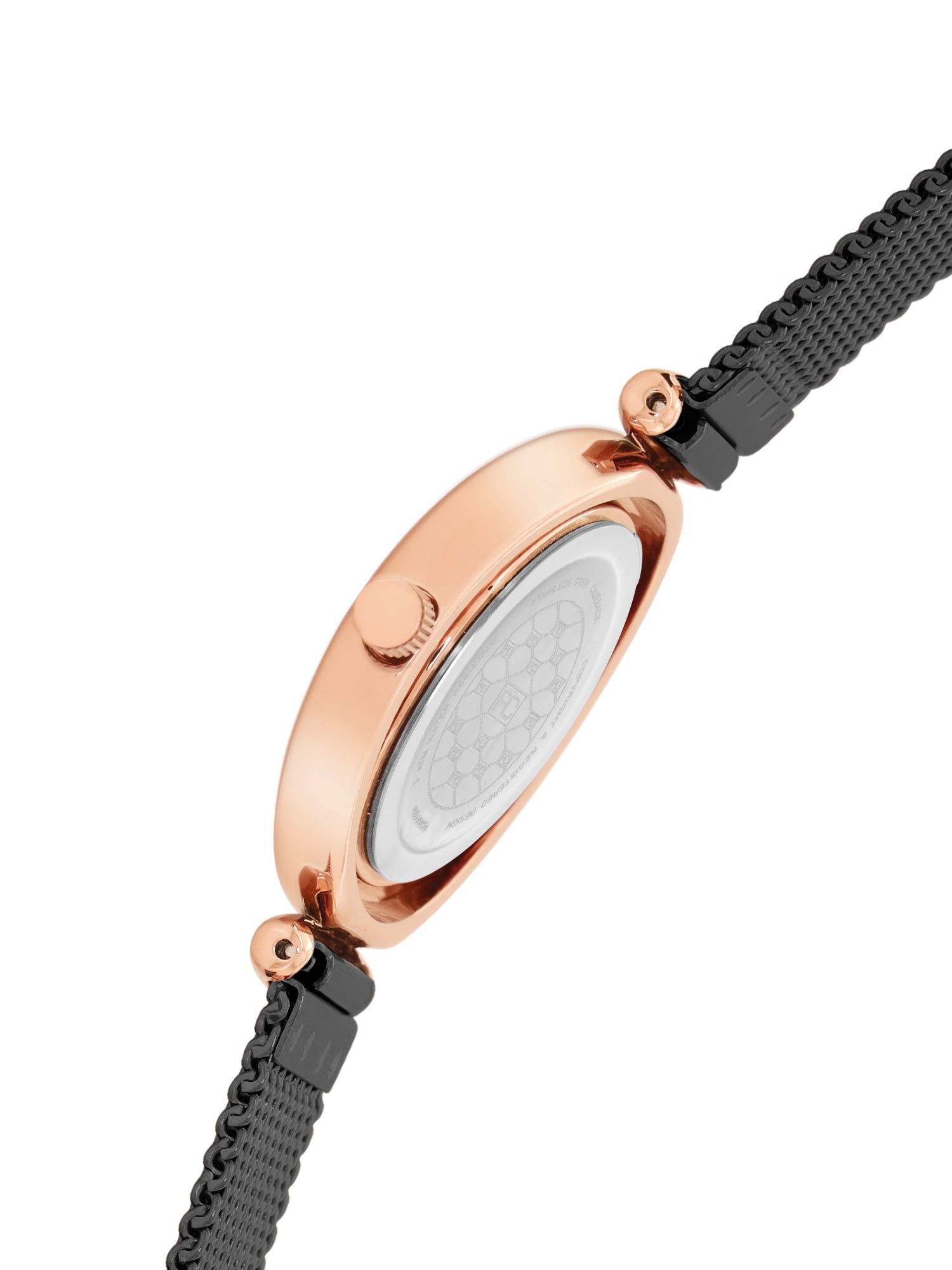 French Connection Sunray Black Round Dial With Black Stainless Steel  Strap Watch - For Womens FCMX1BM