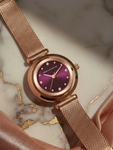 French Connection Sunray Purple Round Dial With Rose Stainless Steel  Strap Watch - For Womens FCMX1RGM