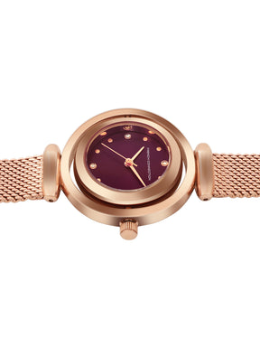 French Connection Sunray Purple Round Dial With Rose Stainless Steel  Strap Watch - For Womens FCMX1RGM