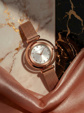 French Connection Sunray Silver Round Dial With Rose Stainless Steel  Strap Watch - For Womens FCMX1SRGM