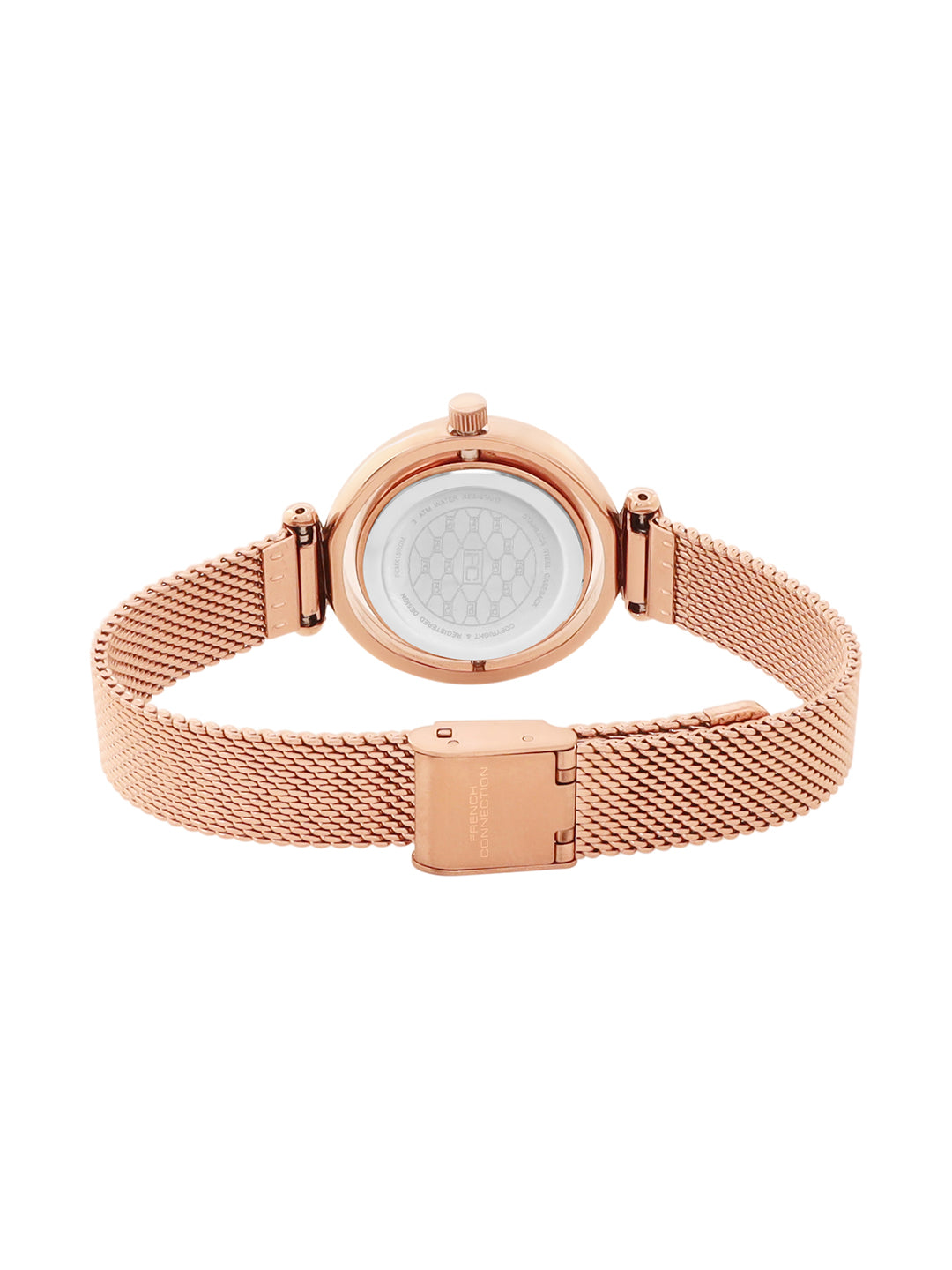 French Connection Sunray Silver Round Dial With Rose Stainless Steel  Strap Watch - For Womens FCMX1SRGM
