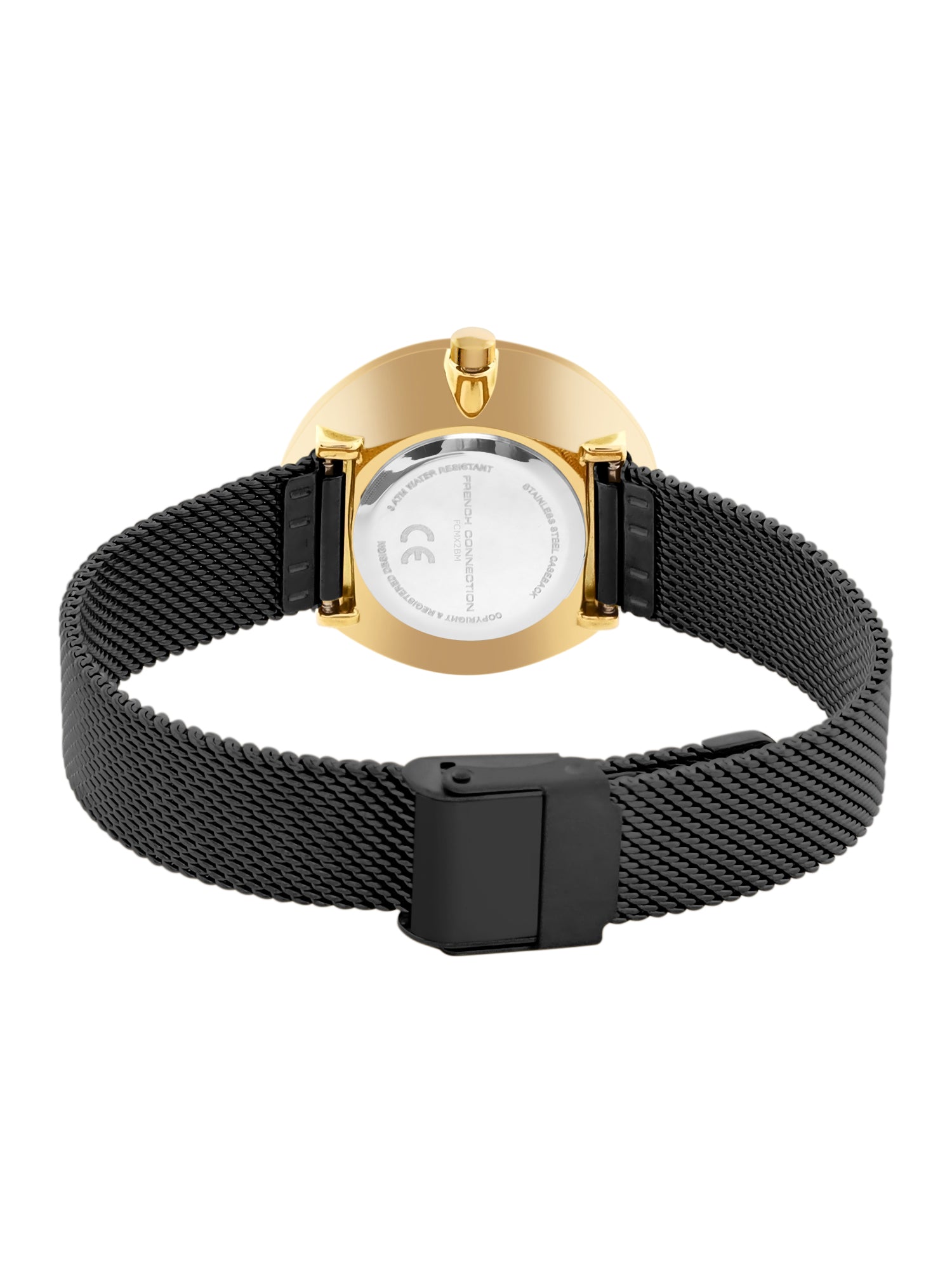 French Connection Sunray Black Round Dial With Black Stainless Steel Strap Watch - For Womens FCMX2BM