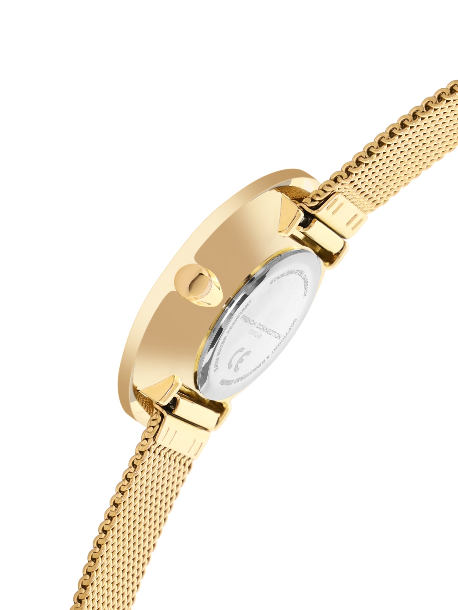 French Connection Sunray Silver Round Dial With  Gold Stainless Steel  Strap Watch - For Womens FCMX2GM